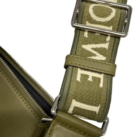 LOEWE Cubby Cross Body Bag Small - Khaki Cream Calf Skin Jacquard Shoulder Bag - Picture 5 of 14